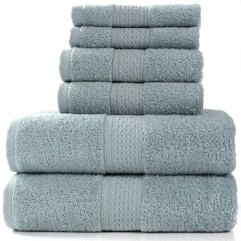 6PCS / 3PCS Cotton Towel Set Luxury Lace Embroidered Bath Towel Face Towel Hand Towel Washcloths Quick Dry Terry Towels 17Colors