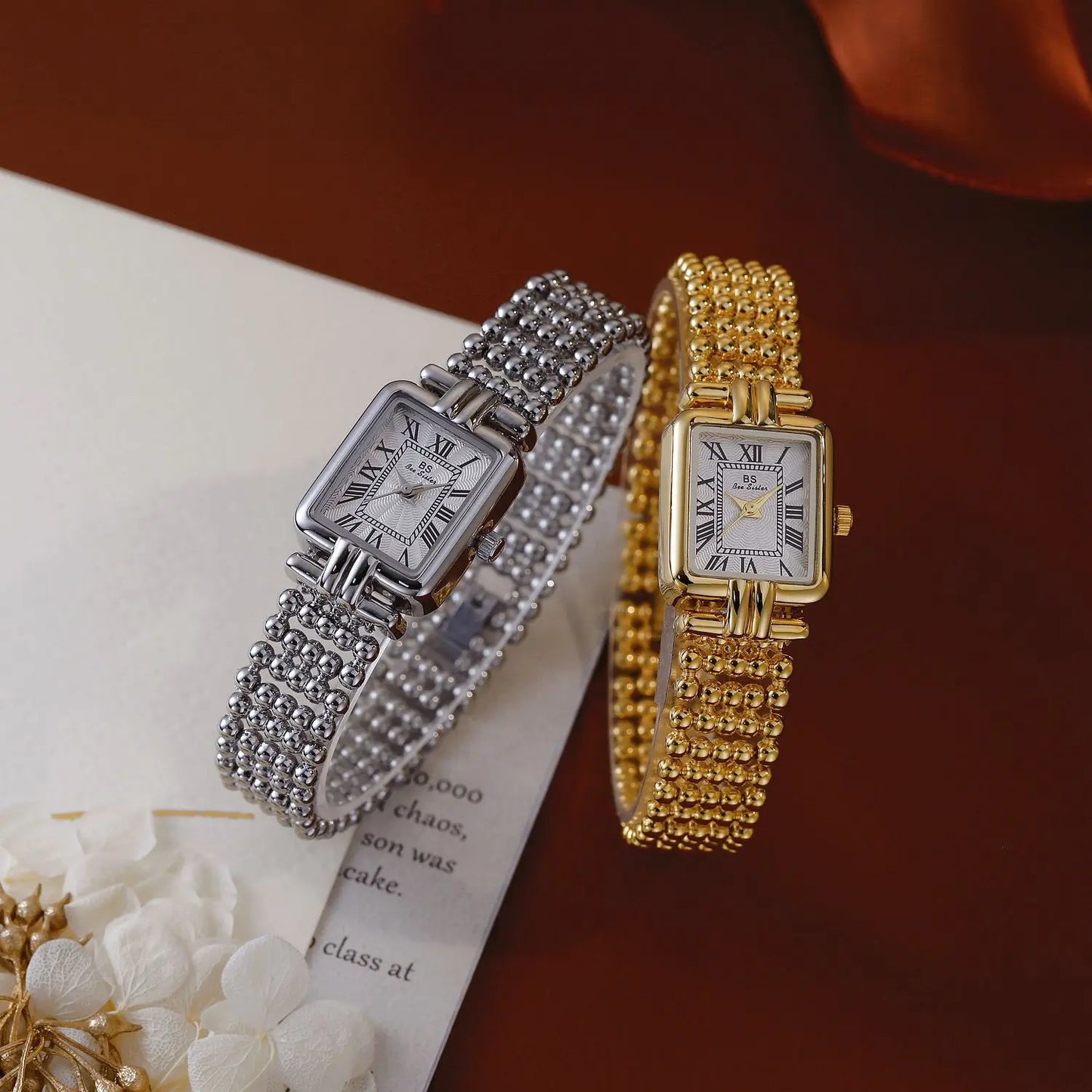 Vintage Watch Women Luxury Gold Square Quartz Watches Ladies Fashion Silver Bracelet Roman Scale Clock Gifts