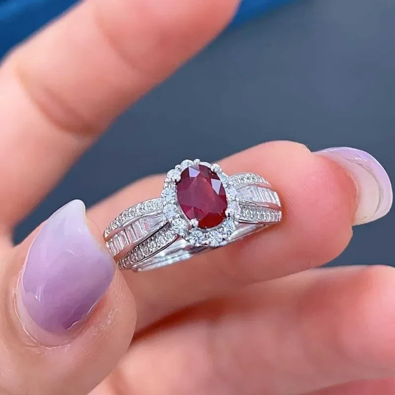 SACE GEMS Fashion Resizable 5*7MM Natual Ruby Rings for Women 925Sterling Silver Wedding Party Fine Jewelry Festival Gift