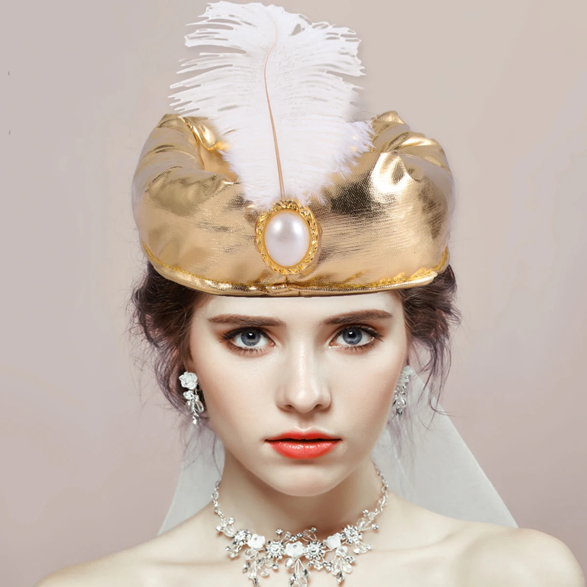 Men Sultan Costume Sultan Cosplay Hat Kings Hat for Boy Gold Turban Sultan Cosplay Hat Funny Party Hat Headdress Headpiece