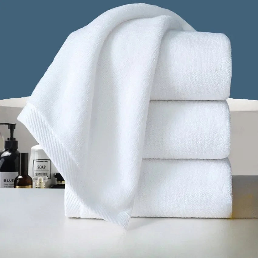 Luxury Thick Cotton Hotel Towels in White for Spa, Resort, and Home Use