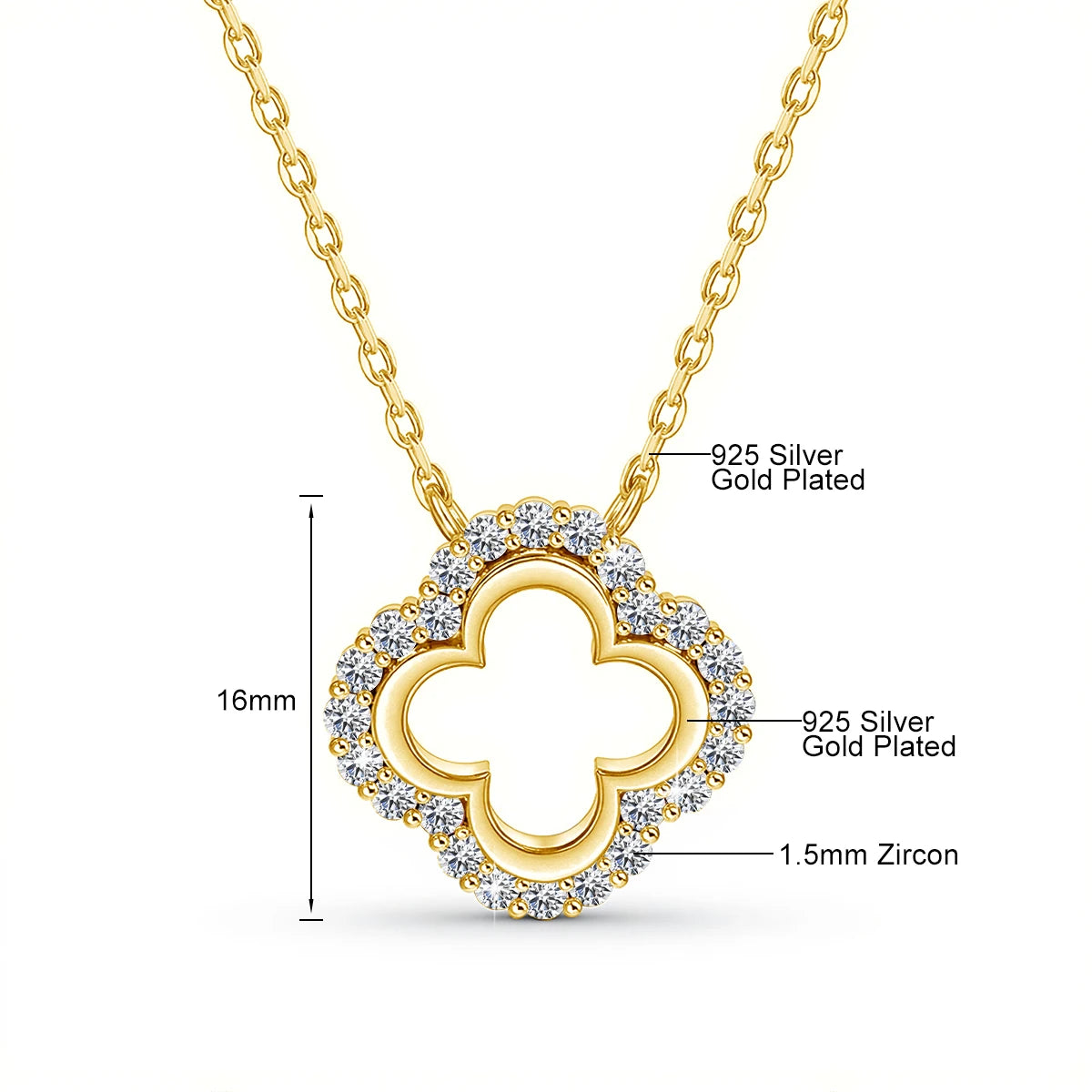 925 Silver Lucky Four-leaf Clover Moissanite Necklace Temperament Ladie Jewelry Red Corundum Gold Plated Solitaire Choker