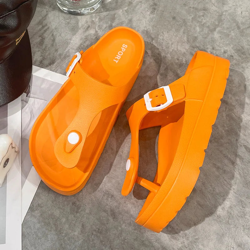 Bebealy Summer Flip-flops Women Platform Sandals Comfortable Thick-Soled Slippers Breathable And Slip-Resistant Sandals Women