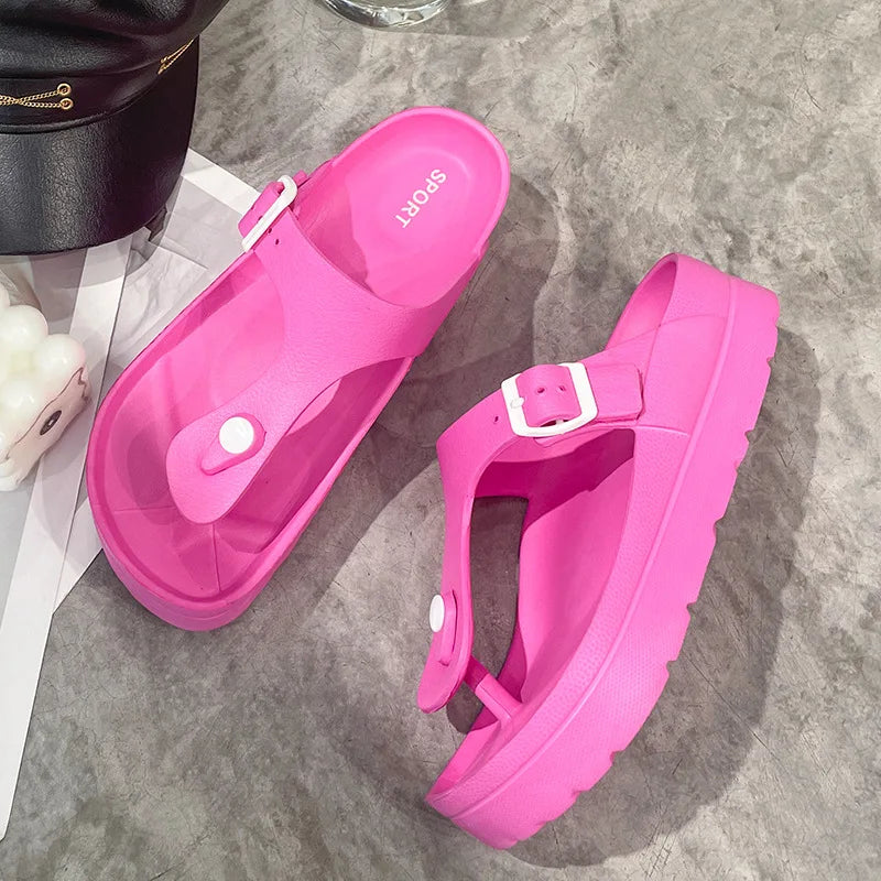 Bebealy Summer Flip-flops Women Platform Sandals Comfortable Thick-Soled Slippers Breathable And Slip-Resistant Sandals Women