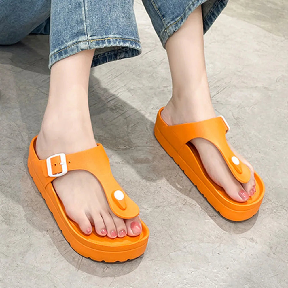 Bebealy Summer Flip-flops Women Platform Sandals Comfortable Thick-Soled Slippers Breathable And Slip-Resistant Sandals Women