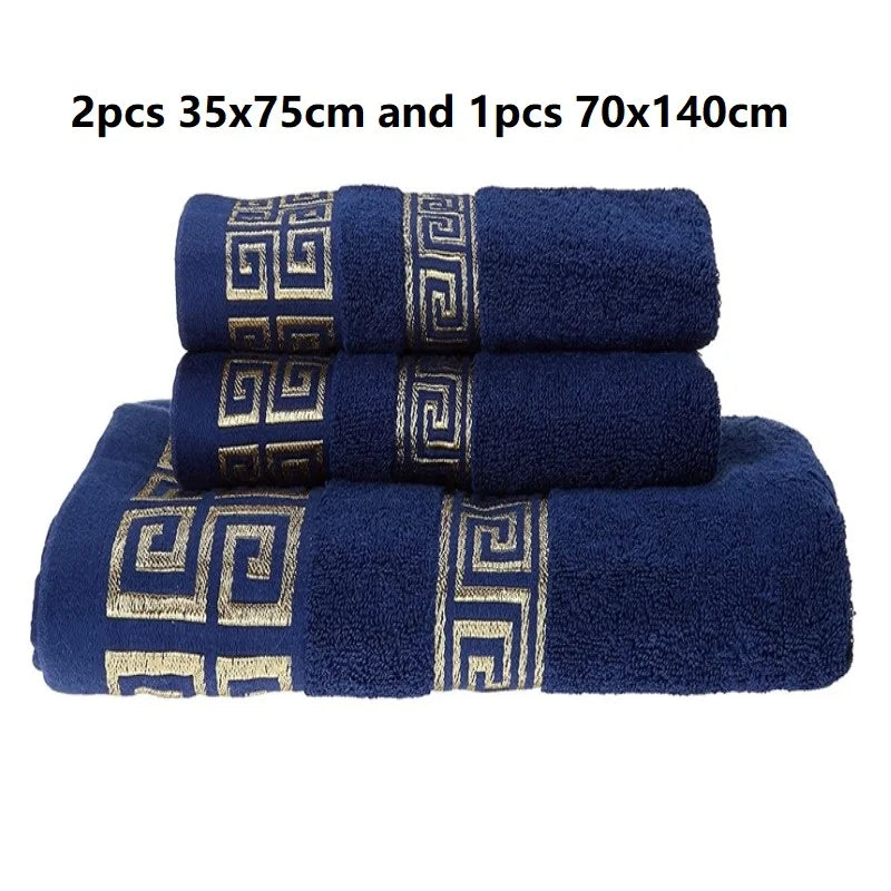Set of 3 Cotton Bathroom Towels Sets 2pcs Hand Face Towel 35x75cm and 1pcs Big Bath Towels 70X140cm Washcloths Gift Towels 수건 세트