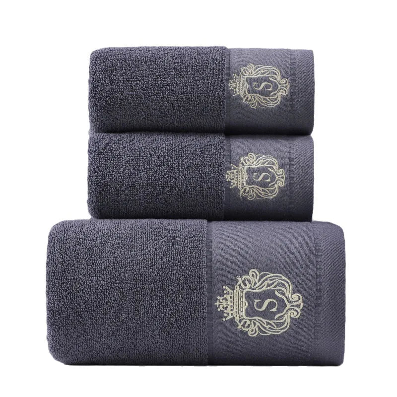 Set of 3 Cotton Bathroom Towels Sets 2pcs Hand Face Towel 35x75cm and 1pcs Big Bath Towels 70X140cm Washcloths Gift Towels 수건 세트