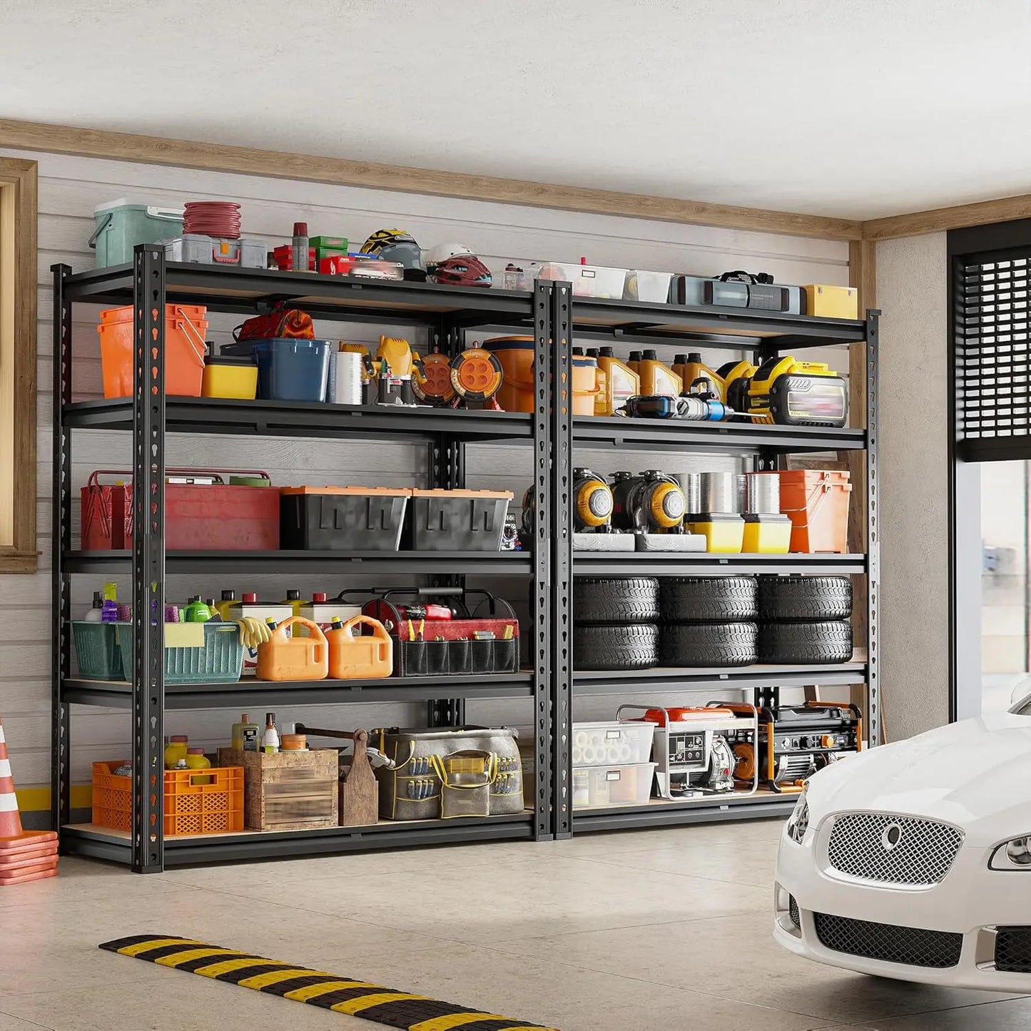 Garage Shelving 5 Tier Garage Storage Shelves 2000LBS Metal Storage Shelves Heavy Duty Shelving Storage Shelving Unit for Wareho