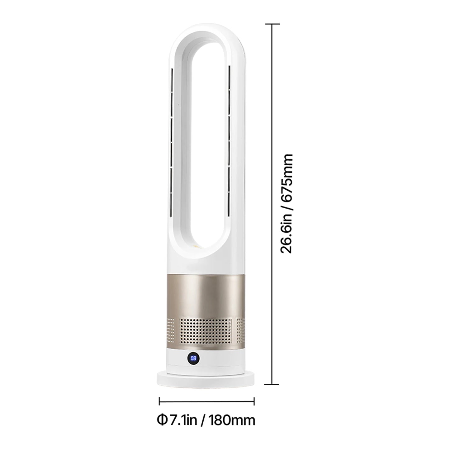 VEVOR Tower Fan Bladeless 15.4ft/s Velocity Floor Blows Cold Air 80° Oscillating 8-Speed Fans 8e Control & Air Purification Mode