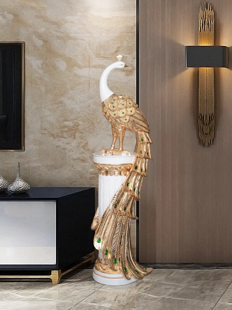 Nordic Room Decor Large Peacock Sculpture Ornament Living Room TV Cabinet Artwork Statue Crafts Gift Home Decoration Accessories
