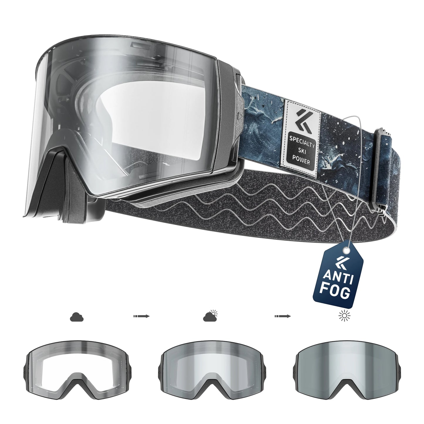 Kapvoe New Photochromic Ski Snowboard Mask Goggle Men UV400 Protection Women Glasses Magnetic Attraction Anti-Fog Skiing Goggles