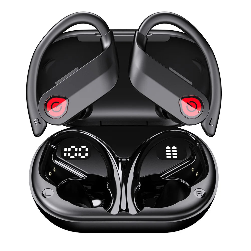 Bluetooth 5.3 Wireless Earbuds Sports Headphones with Earhooks Built-in Mic Earphones Waterproof Headphones Ear Buds for Sports