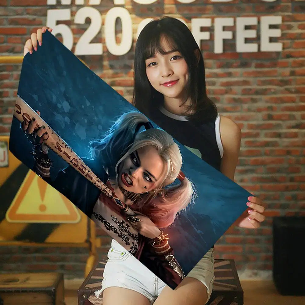 Flim Role H-Harley Q-Quinn Sexy Villain Beach Towels Shower Towel Sauna Travel Spa Microfiber Quick Dry Gym Accessories Cute