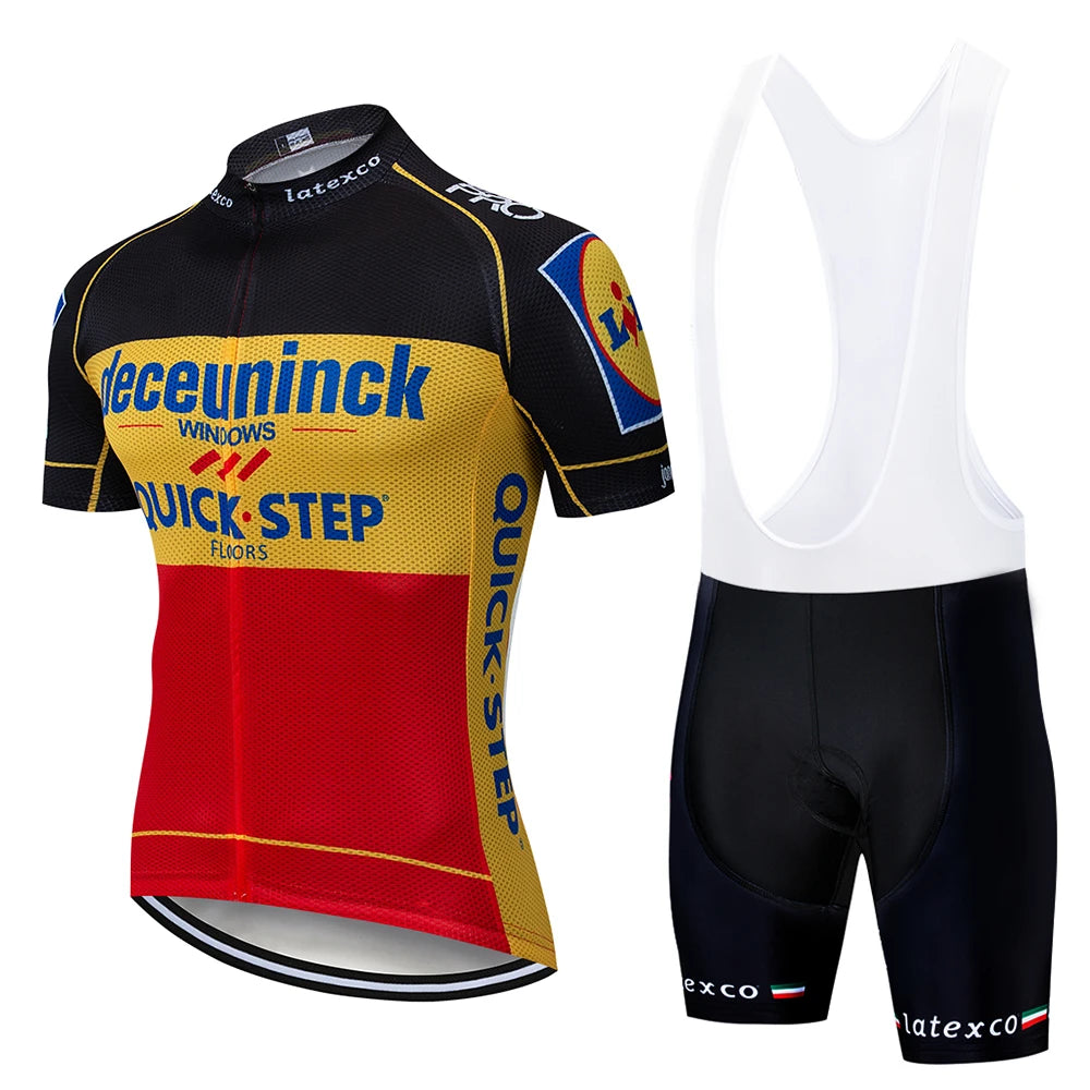 QUICK STEP Team Men's Cycling Jersey Set Summer Cycling Clothing Bike Clothes Uniform Maillot Ropa Ciclismo Hombre Bicycle Suit