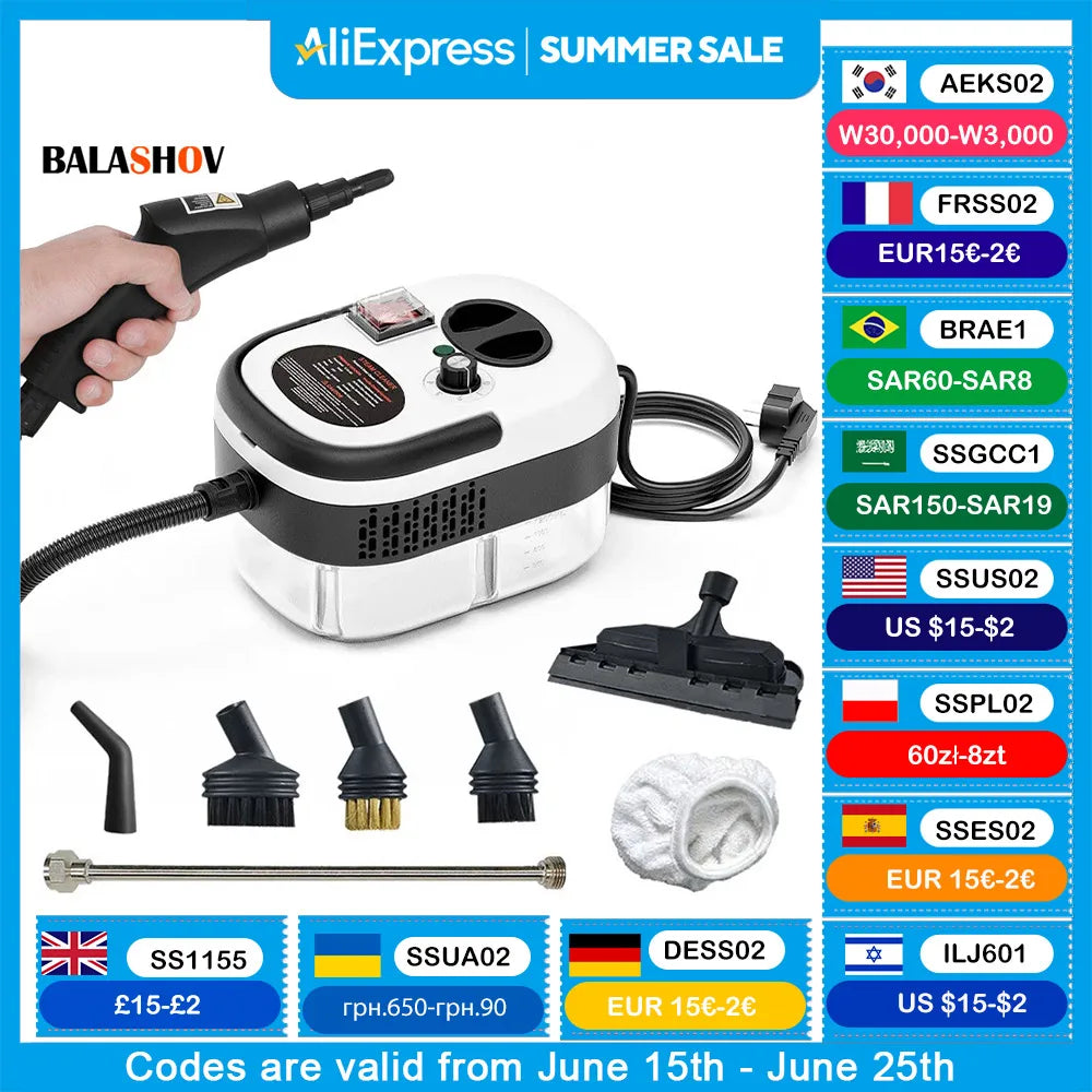 Steam Cleaner High Temperature Household Sterilization for Air Conditioner,Sofa,Kitchen Hood Car Handheld Steam Cleaner 2500W