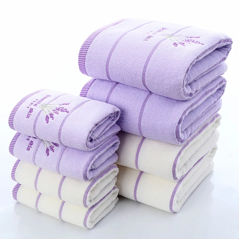 Luxury White Lavender Fabric Bath Towels for Adults and Children, Face Towel for Bathroom, Purple, Christmas Gift, 1Pc