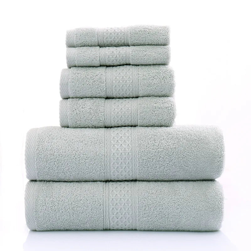 6PCS / 3PCS Cotton Towel Set Luxury Lace Embroidered Bath Towel Face Towel Hand Towel Washcloths Quick Dry Terry Towels 17Colors
