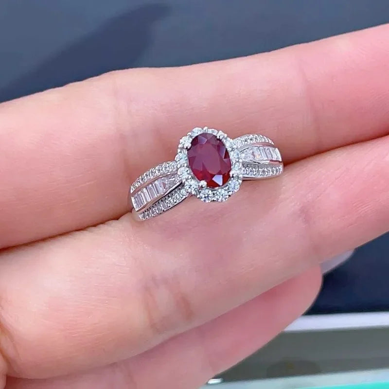 SACE GEMS Fashion Resizable 5*7MM Natual Ruby Rings for Women 925Sterling Silver Wedding Party Fine Jewelry Festival Gift