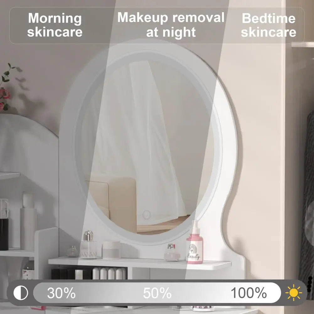 Vanity Table Modern Partition Design Makeup Desk With Mirror/Shelves 4 Drawers Beauty Table With Light Bedroom Dressing Table