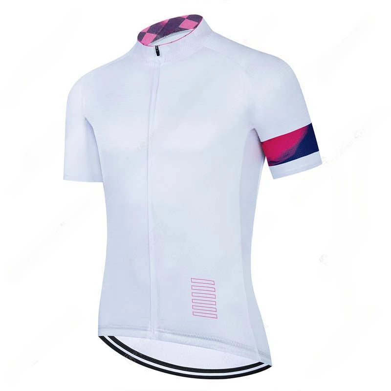 Men Cycling Jerseys White Cycling Clothing MTB Bike Clothes Quick Dry Short Sleeves Bicycle Sportswear 19D Gel Pad Bib Pants
