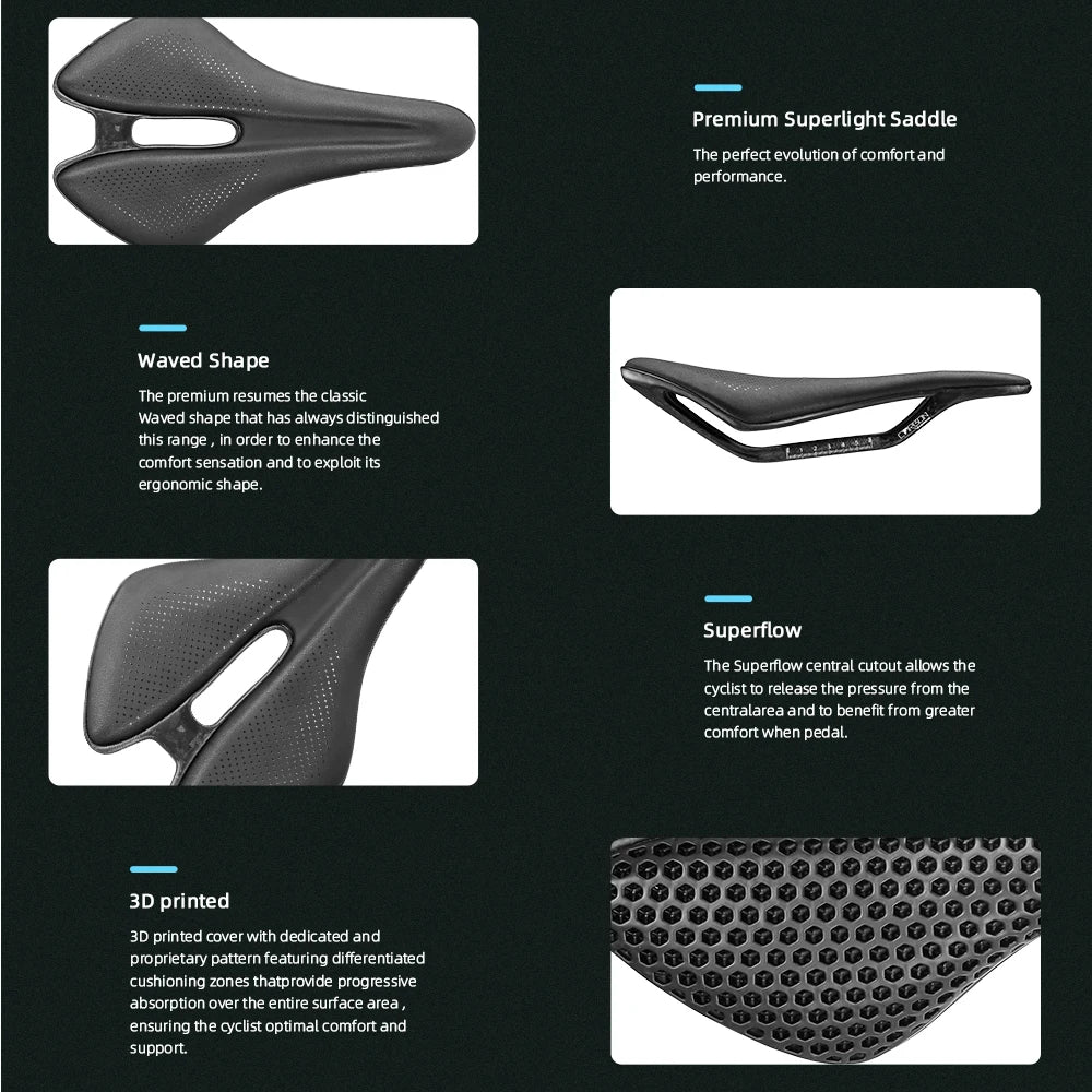 RYET 3D Printed Bike Saddle 144g Full Carbon Bicycle Seating for Road MTB Gravel Cushion For Men Women Cycling Bike Seat Parts