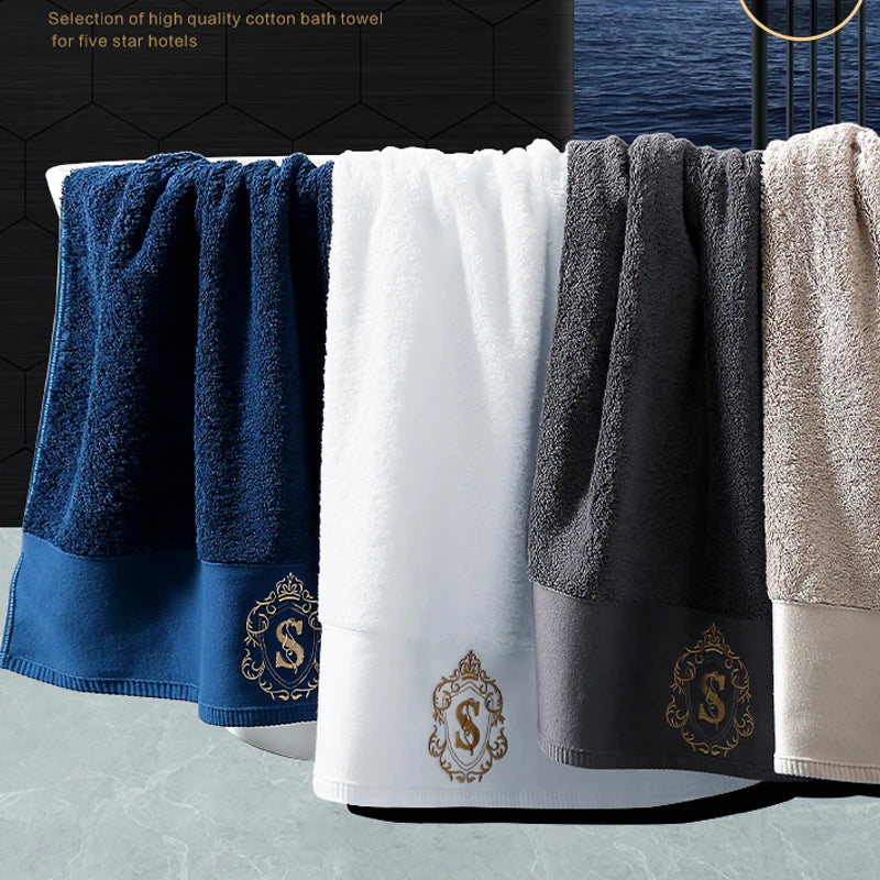 2PCS Luxury Hotel Towel Cotton High Quality Embroiderd Face Bath Towels Bathroom Soft Feel Highly Absorbent Shower Multi-color