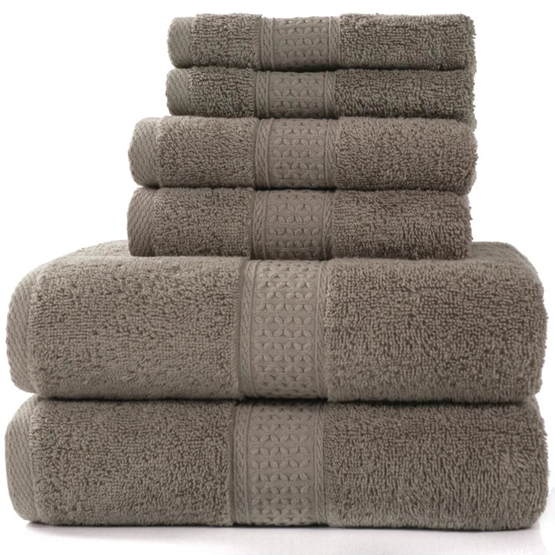 6PCS / 3PCS Cotton Towel Set Luxury Lace Embroidered Bath Towel Face Towel Hand Towel Washcloths Quick Dry Terry Towels 17Colors