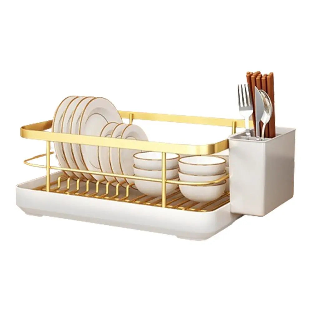 Dish Drying Rack Utensil Drainer With Utensil Holder Dish Organizer Drying Dish Rack With Drip Tray For Bowls And Plates