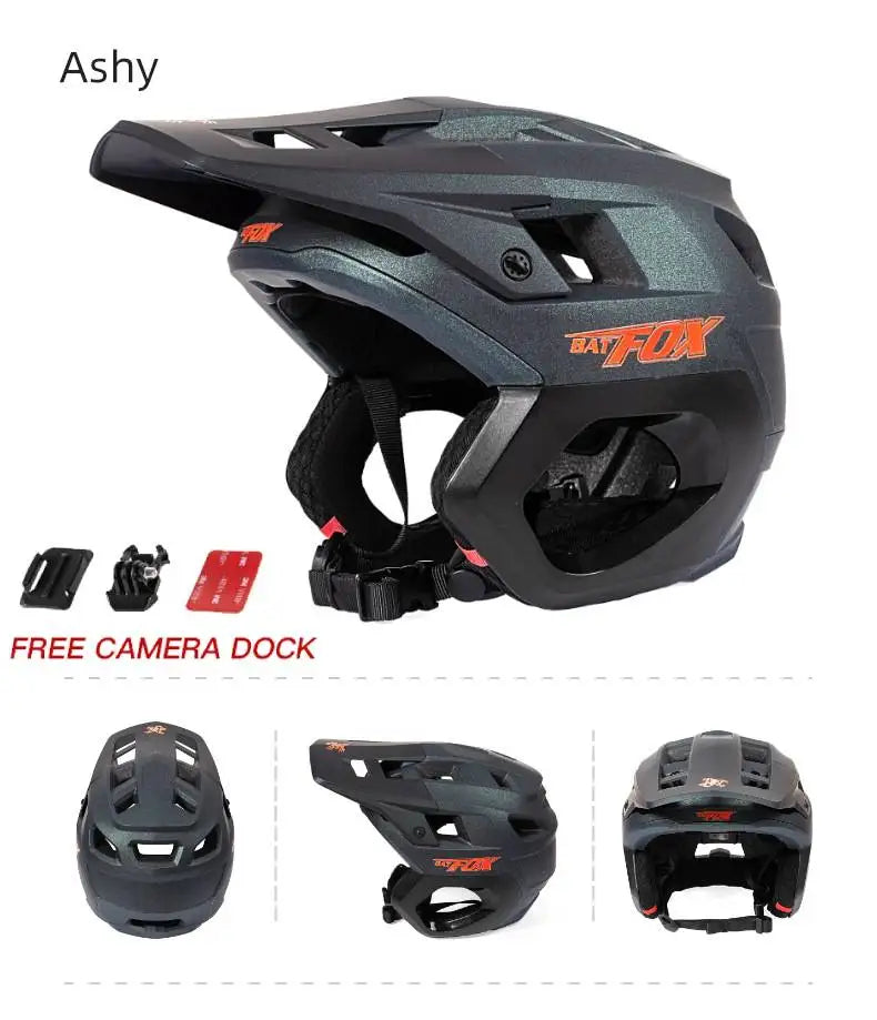 BATFOX New 3/4 Bicycle Helmet Mtb Half Helmet Mountain Bike Race Integrated Ear Protection Off-Road Cycling Helmet BMX Armor
