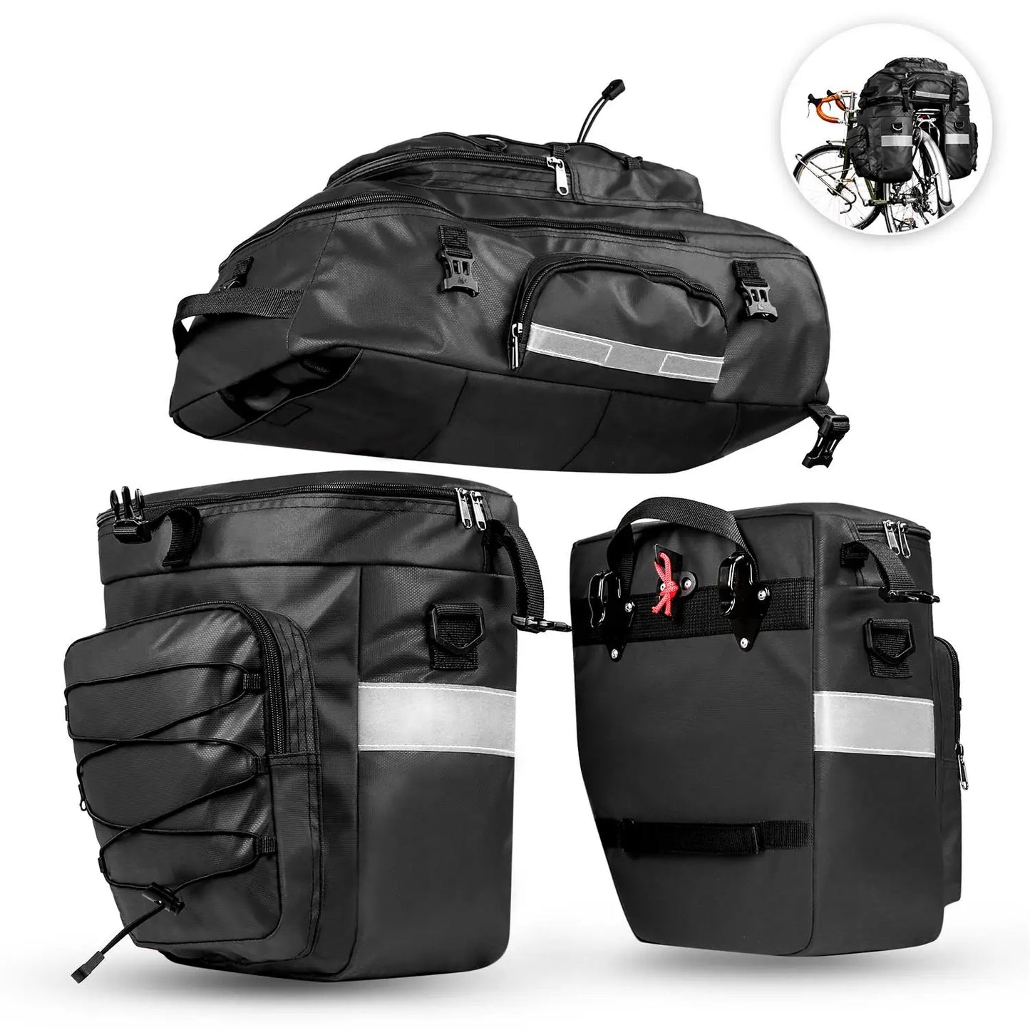 Rhinowalk 3 in1 Bike Pannier Bag 65L Large Capacity Bicycle Rear Rack Bag Waterproof Cycling MTB Double Side Luggage Backpack
