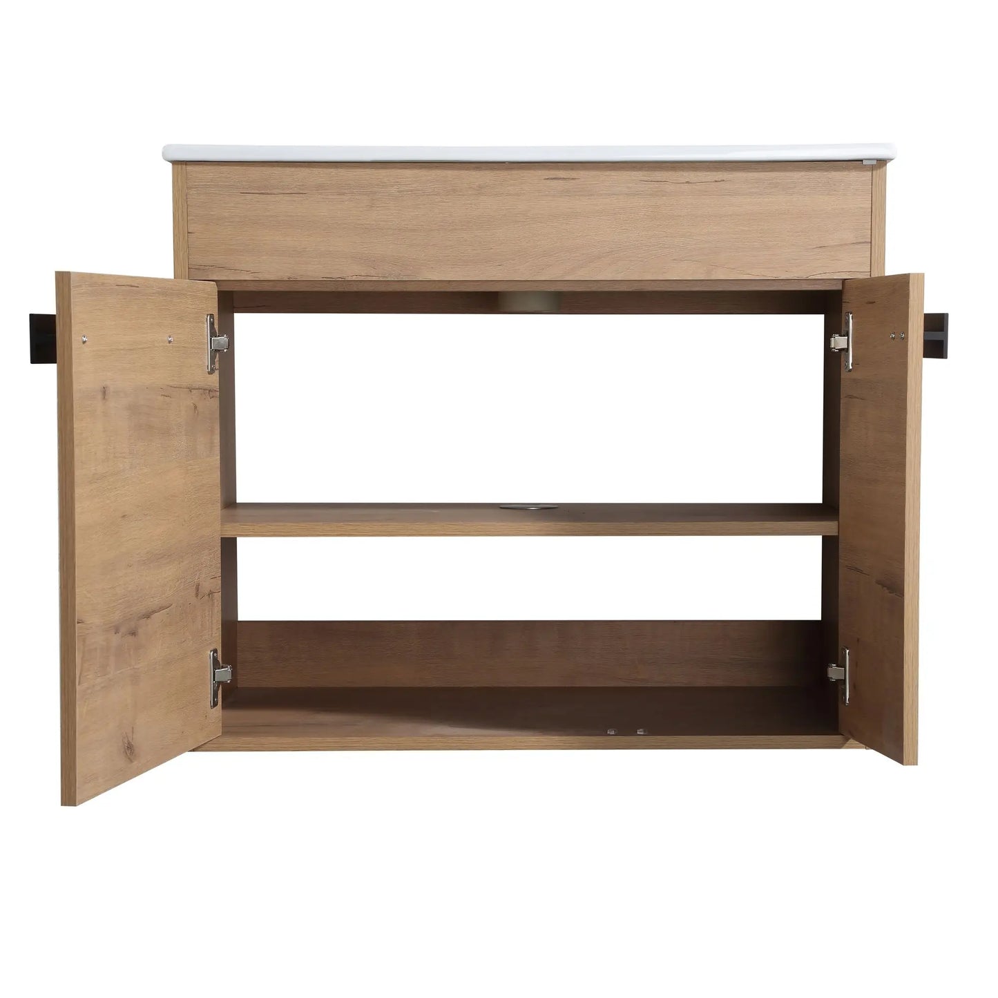 36-Inch Freestanding Bathroom Vanity with White Ceramic Sink & 2 Soft-Close Cabinet Doors