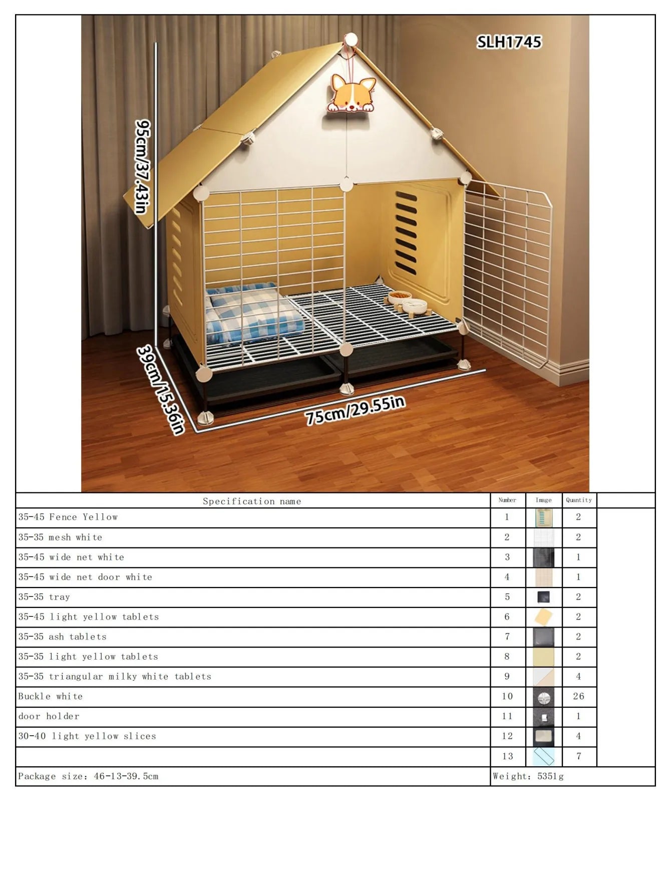 Dog Cage Small Dog Home Cat Villa Kennel One Bedroom One Bathroom One Living Room Pomeranian Teddy Corgi Dog House