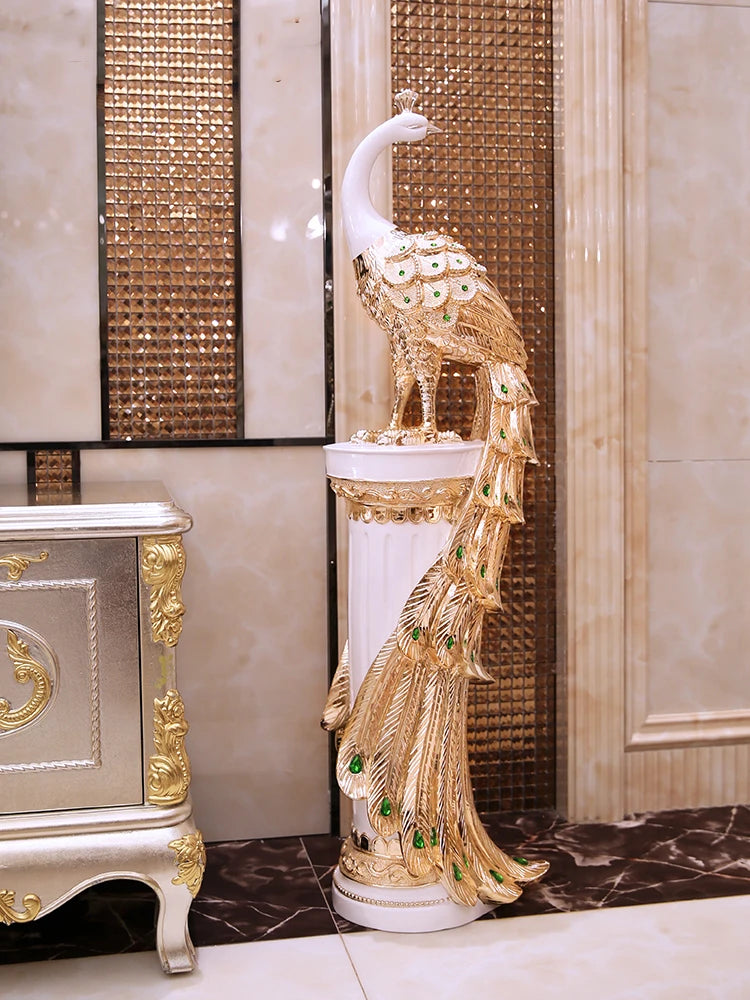 Nordic Room Decor Large Peacock Sculpture Ornament Living Room TV Cabinet Artwork Statue Crafts Gift Home Decoration Accessories