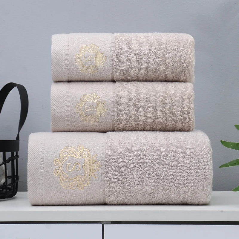 Set of 3 Cotton Bathroom Towels Sets 2pcs Hand Face Towel 35x75cm and 1pcs Big Bath Towels 70X140cm Washcloths Gift Towels 수건 세트