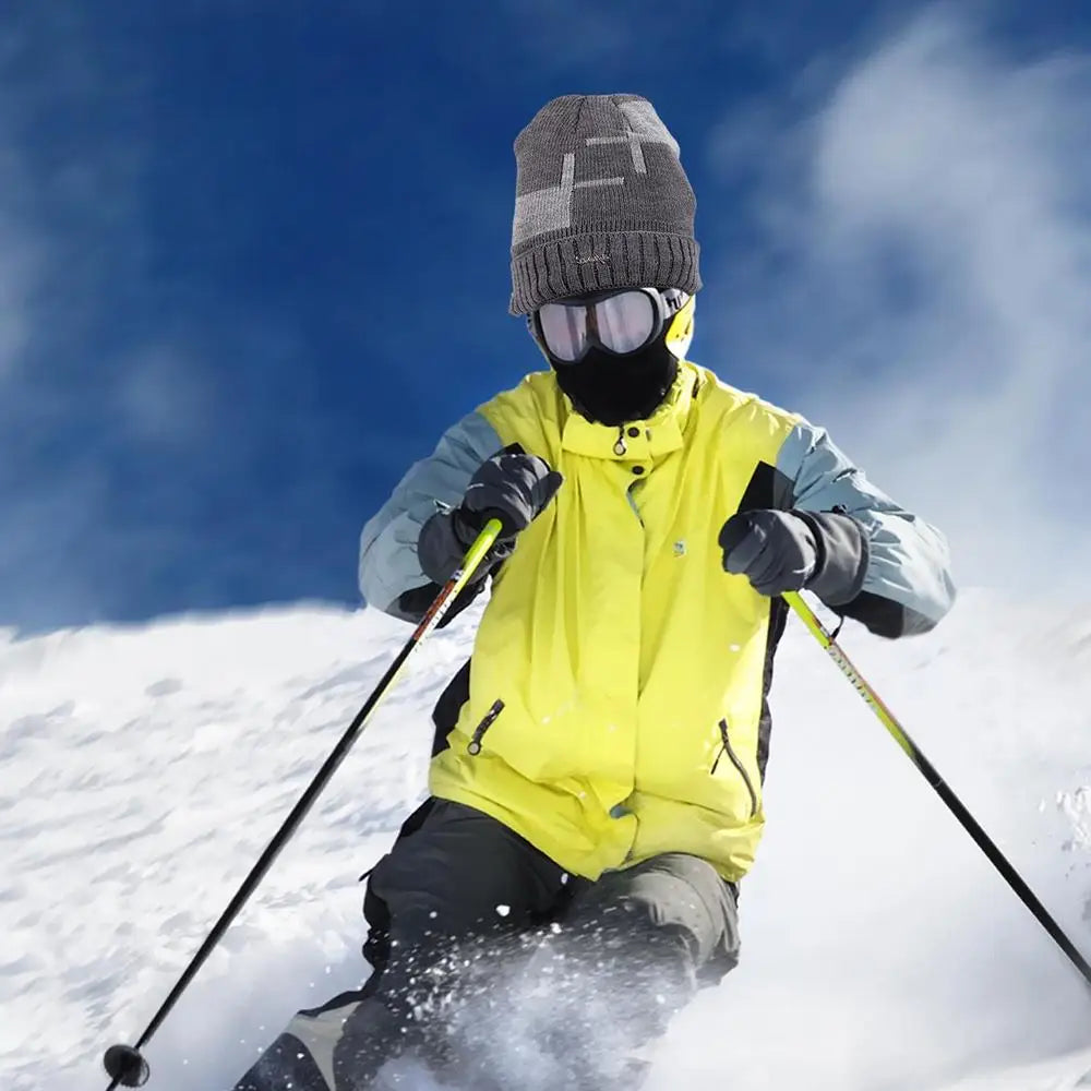 Heated Beanie Hat Winter Thermal Beanie USB Heated Hat Scarf Set Soft Warm Scarf Pom Knit Hat For Running Skiing Skating Cold