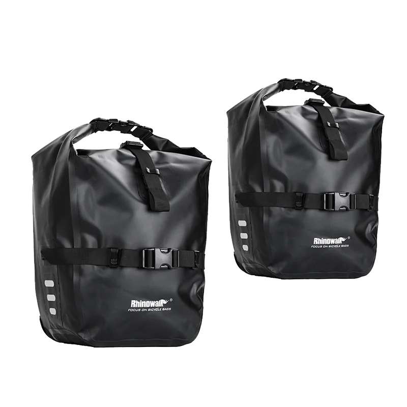Rhinowalk 2Pcs Double Side Bike Bag 100%Waterproof Bicycle Pannier Saddle Bag 12L-15L Portable Road Bike Back Seat Bag Luggage