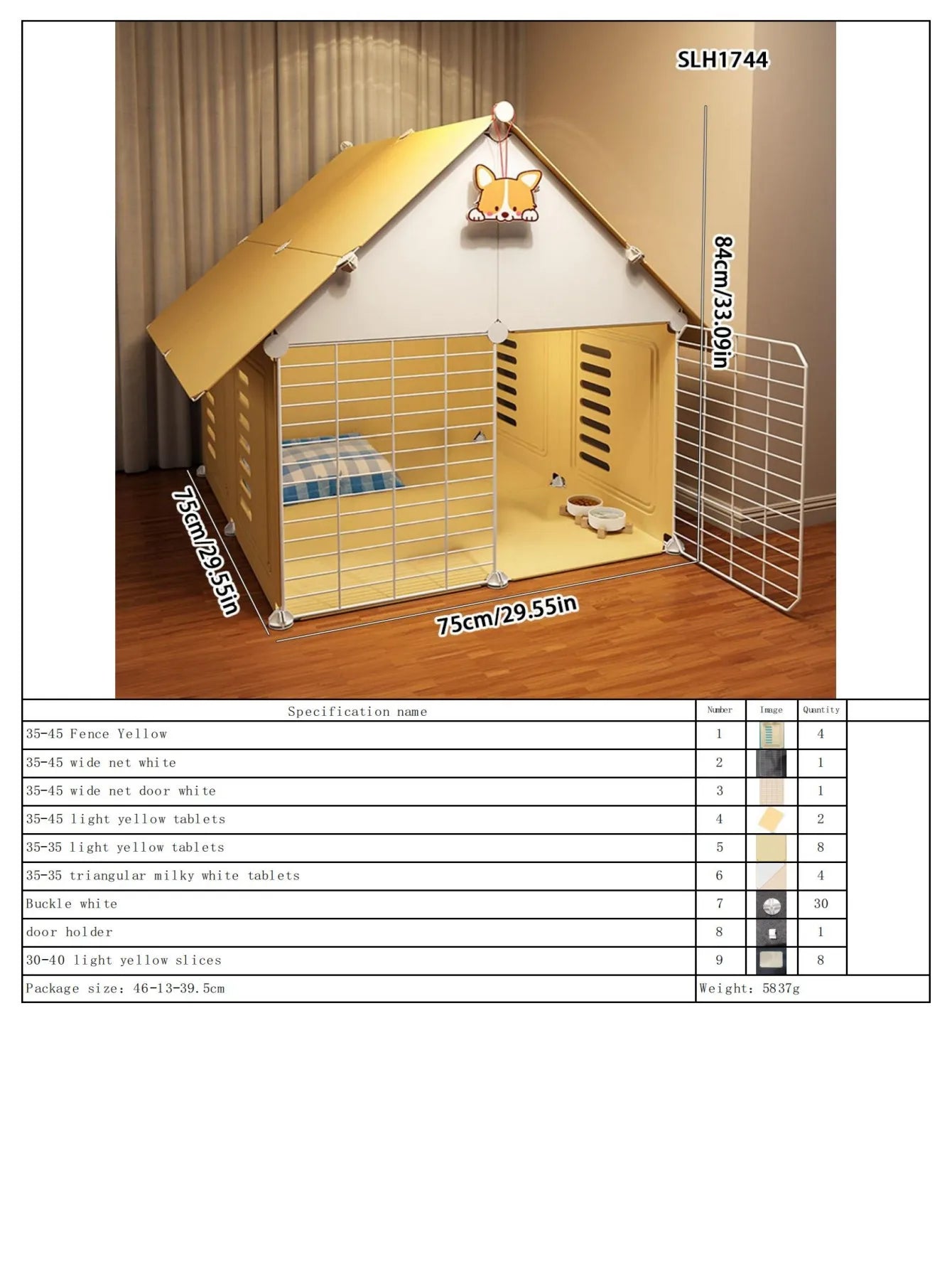 Dog Cage Small Dog Home Cat Villa Kennel One Bedroom One Bathroom One Living Room Pomeranian Teddy Corgi Dog House