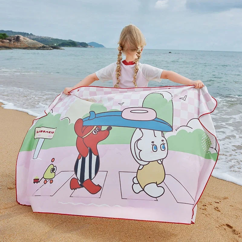 Cute Sun Protection Kids Swimming Towels for Boys Girls Bathrobe Beach Towel Soft Absorbent Large Bath Towel Sport Towels