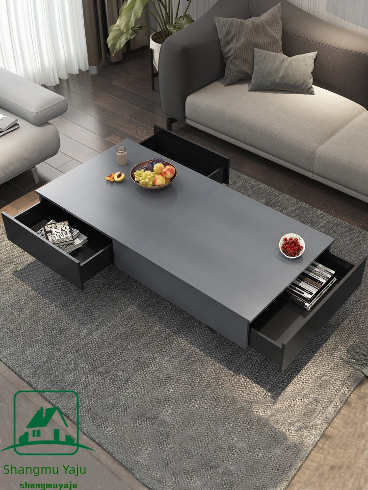 Scandinavian Square Black Gray Large and Small Apartment Type Storage Tea Table