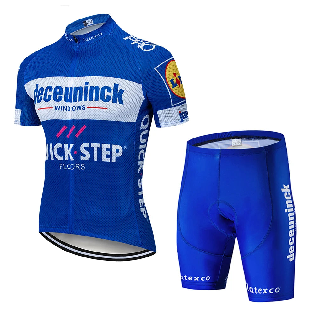 QUICK STEP Team Men's Cycling Jersey Set Summer Cycling Clothing Bike Clothes Uniform Maillot Ropa Ciclismo Hombre Bicycle Suit