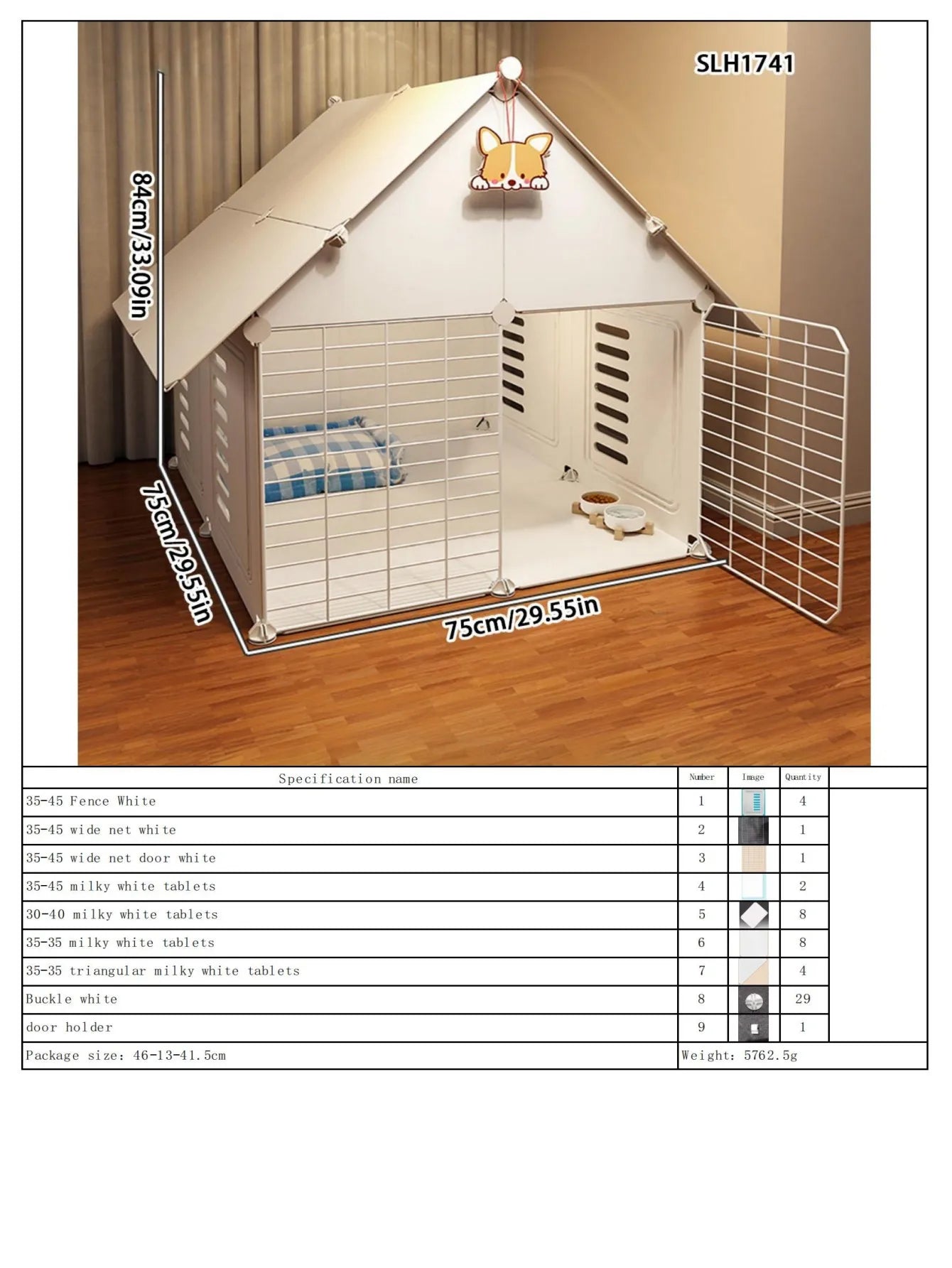 Dog Cage Small Dog Home Cat Villa Kennel One Bedroom One Bathroom One Living Room Pomeranian Teddy Corgi Dog House