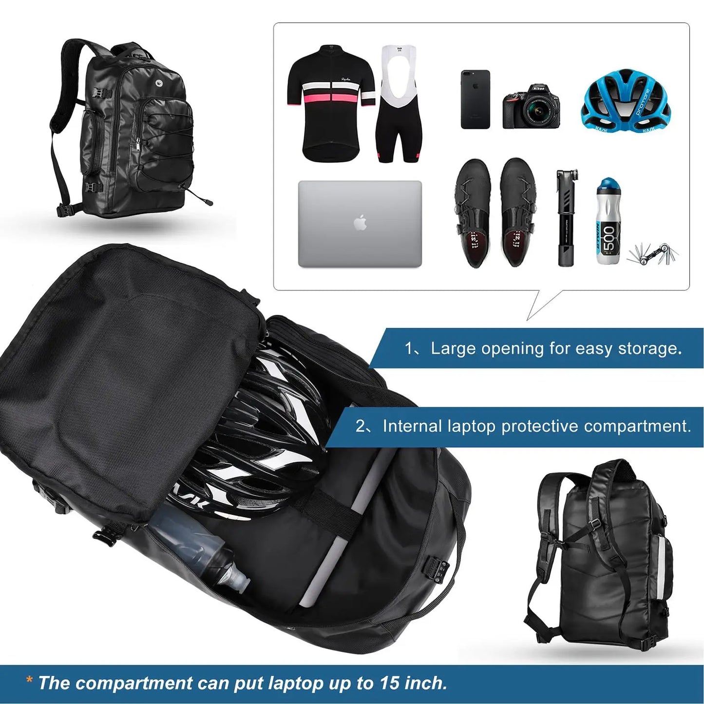 Rhinowalk 3 in1 Bike Pannier Bag 65L Large Capacity Bicycle Rear Rack Bag Waterproof Cycling MTB Double Side Luggage Backpack