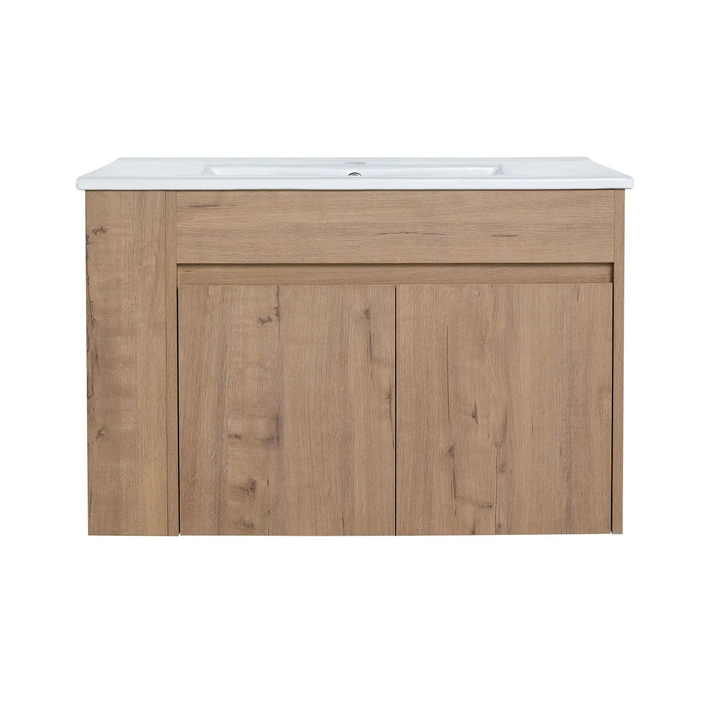 30-Inch Bathroom Vanity with Ceramic Basin and Adjustable Open Shelf