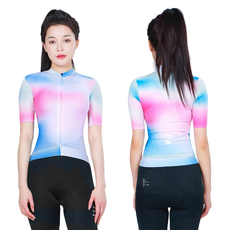 INBIKE Women's Summer Cycling Jersey Full-Zip Breathable Cycling Jersey Road Cycling Jersey Pocket Outdoor Cycling Jersey