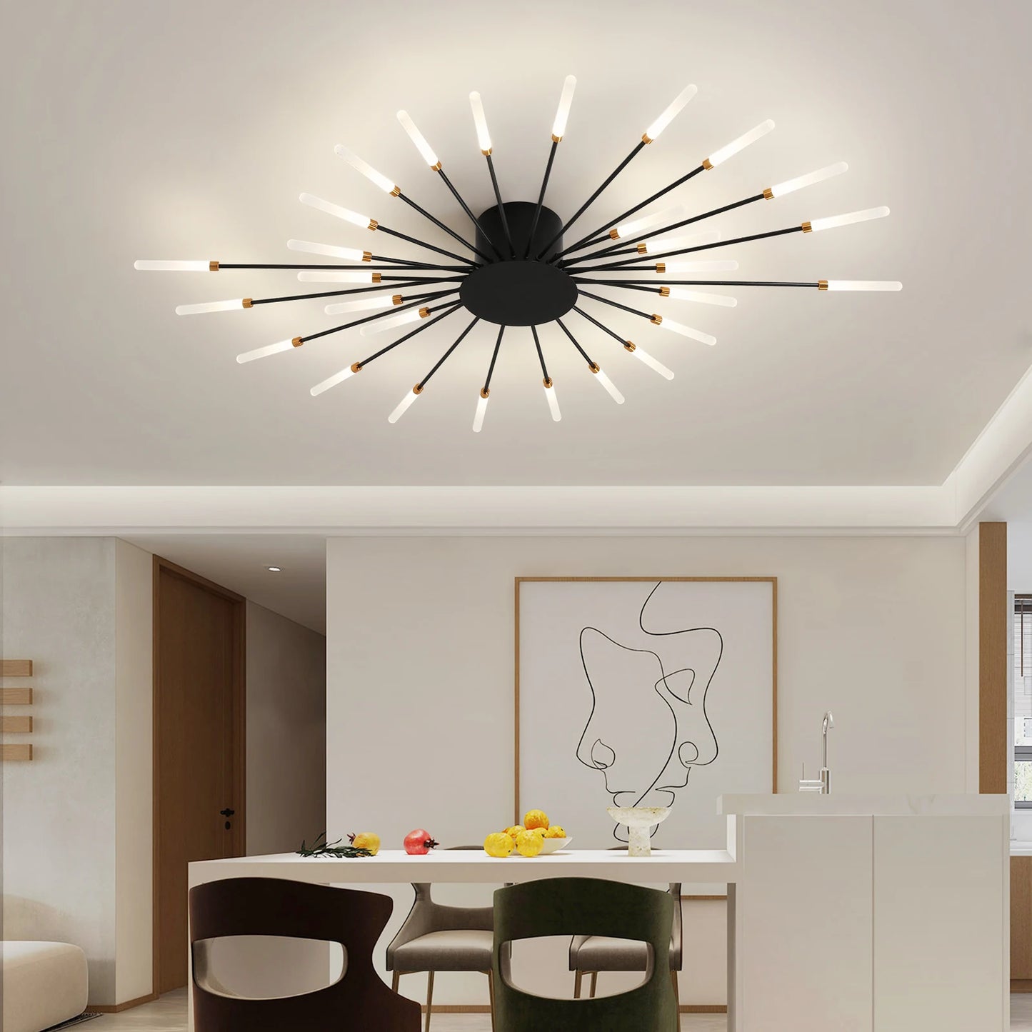Modern LED Ceiling Light for Living Room Lamp Bedroom Ceiling Chandeliers AC 90-260V Gold Black Home Decoration Light Fixture