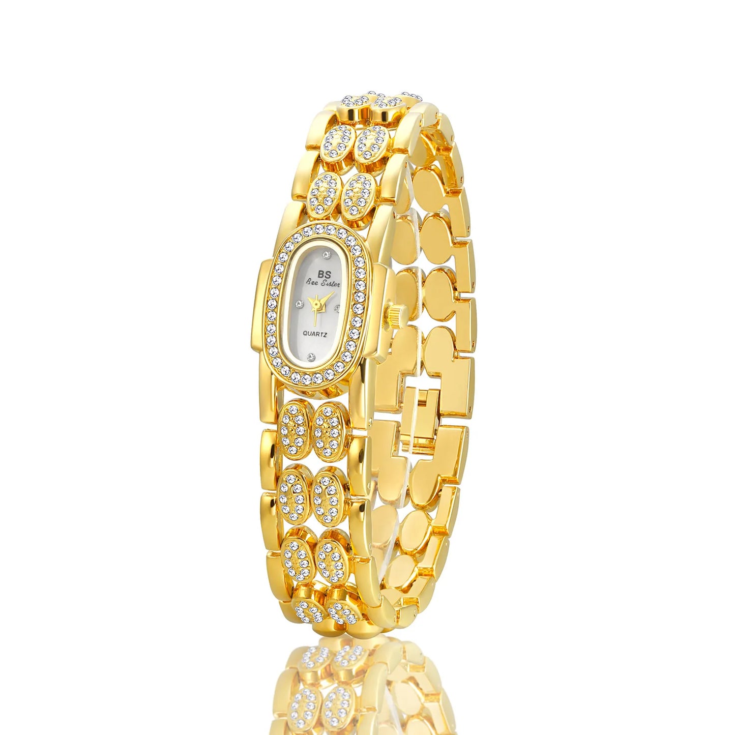 Watches For Ladies Luxury Diamond Quartz Gold Bracelet Wristwatch Women Watch Fashion High Quality Female Clock Rhinestone