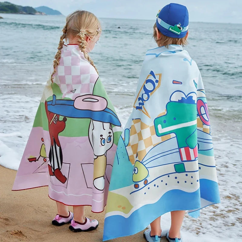 Cute Sun Protection Kids Swimming Towels for Boys Girls Bathrobe Beach Towel Soft Absorbent Large Bath Towel Sport Towels