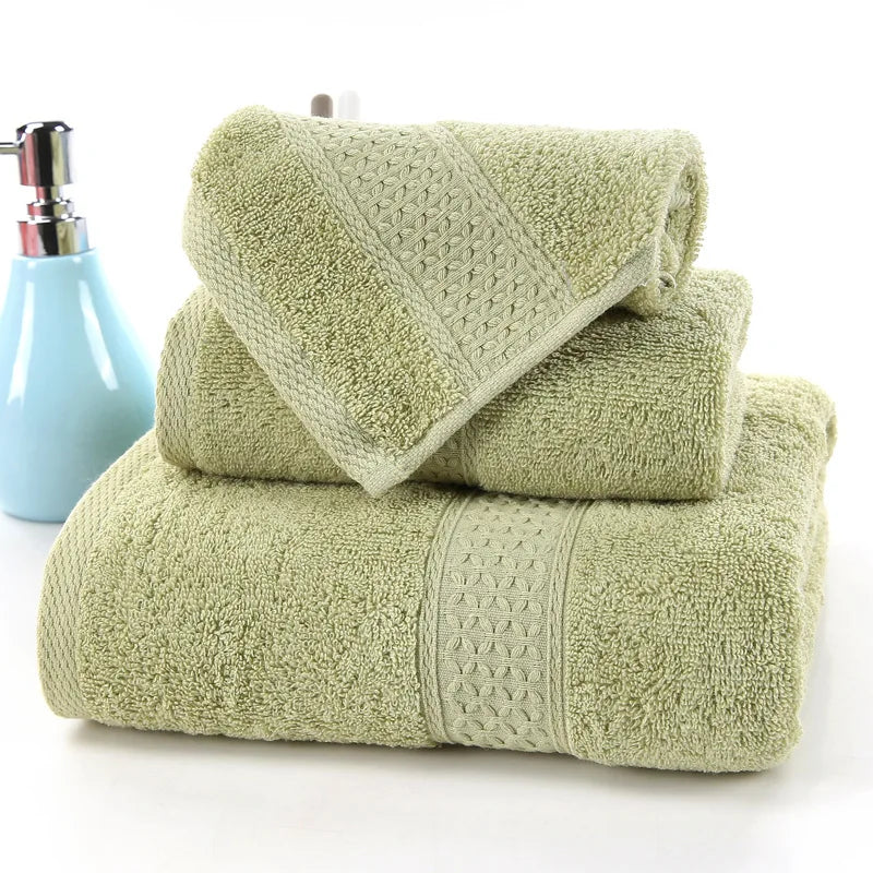 6PCS / 3PCS Cotton Towel Set Luxury Lace Embroidered Bath Towel Face Towel Hand Towel Washcloths Quick Dry Terry Towels 17Colors