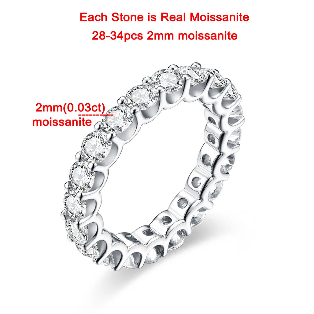 2mm/3mm D Color Moissanite Ring for Woman 925 Sterling Silver Plated 18k White Gold Wedding Band Jewelry With GRA Certificate