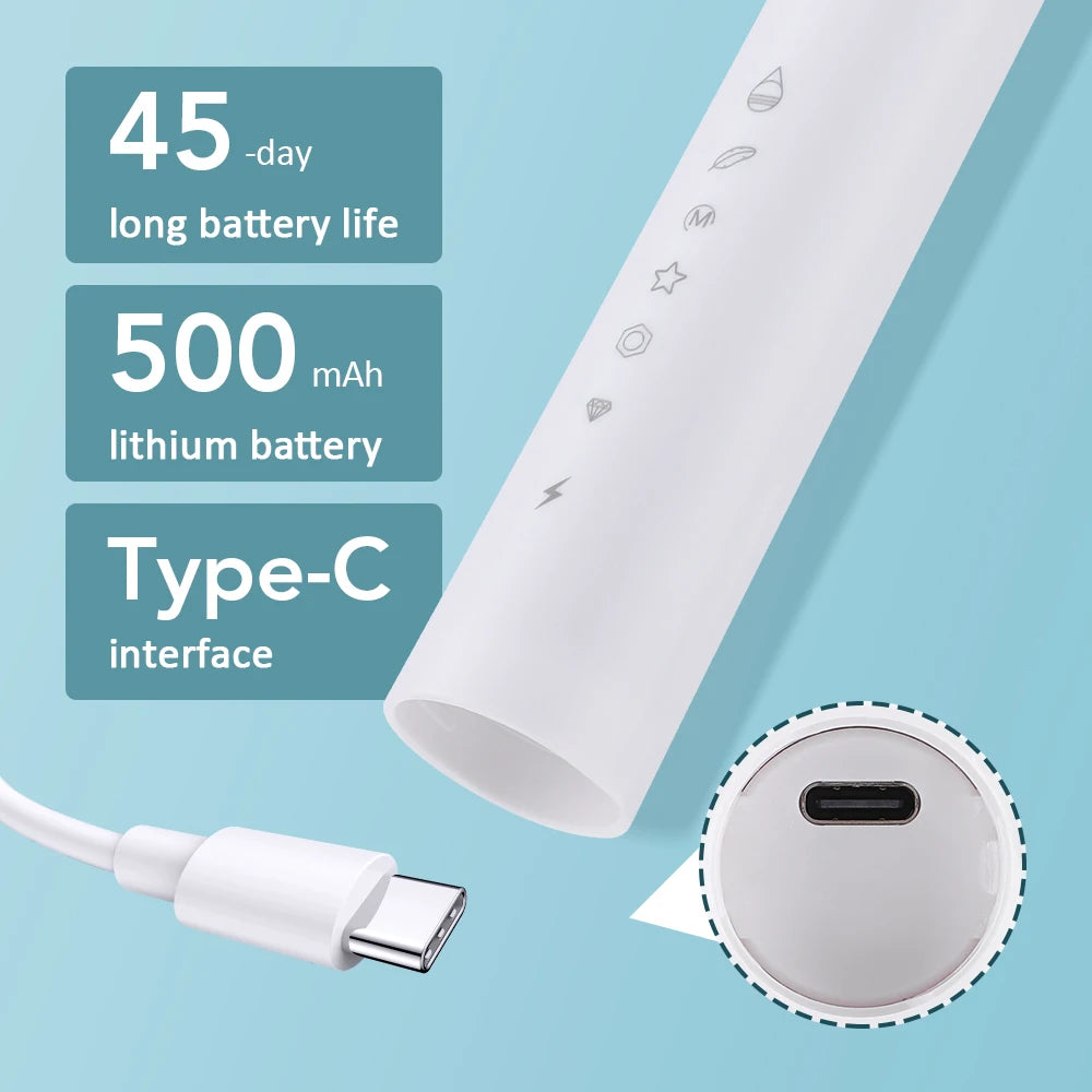 Electric Toothbrush For Teeth Brushes 6 Modes Dental Tooth Whitening Cleaner IP67 Waterproof Type-C Rechargeable Oral Care